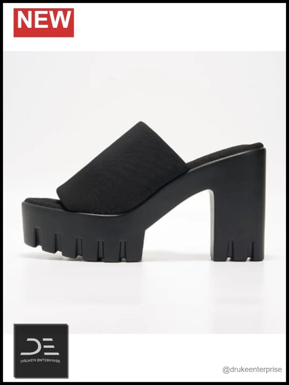 Platform Sandals Chunky Block Heel Slip On Elastic Band Round Open Toe Dressy
